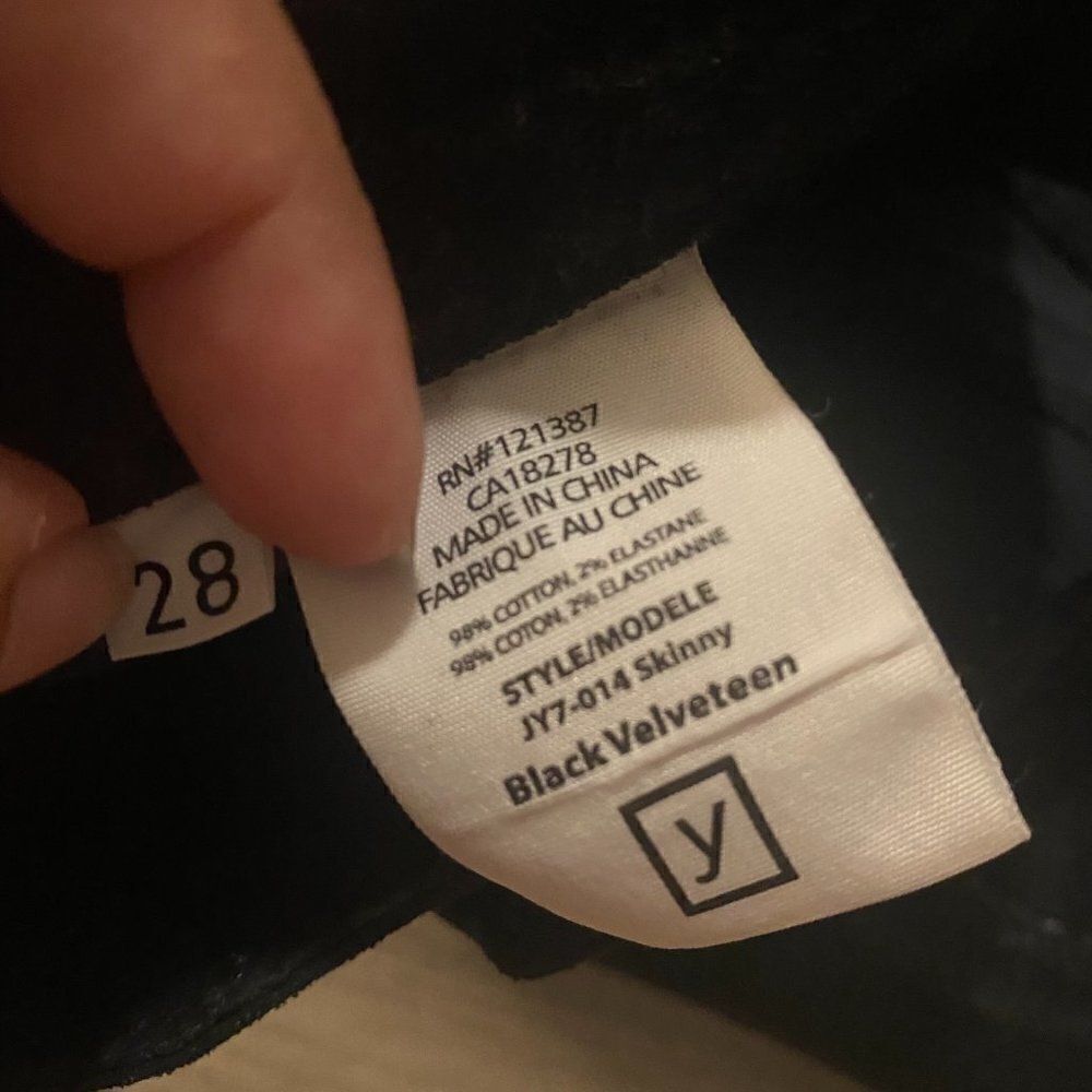 Yummie By Heather Thomson Womens Black Velveteen Mid Rise Skinny Jeans Size 28 - Picture 10 of 10
